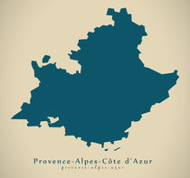 Modern Map - Provence Alpes and Cote d Azur FR France von Ingo Menhard