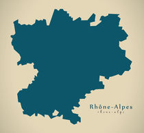 Modern Map - Rhone Alpes FR France von Ingo Menhard
