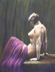 Nude sitting on table (2011) von Corne Akkers