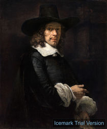 Rembrandt van Rijn,  Portrait of a Gentleman with a Tall Hat and Gloves by artokoloro