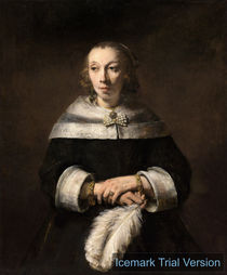 Rembrandt van Rijn, Portrait of a Lady with an Ostrich-Feather Fan von artokoloro