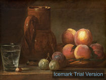 Jean Siméon Chardin, French (1699-1779), Fruit, Jug, and a Glass, c. 1726-1728, oil on canvas by artokoloro
