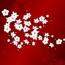 Kirschblüten Rot Schwarz Weiß von Nina Baydur
