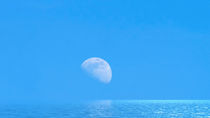 Moon over the blue wide sea with reflections by fraenks