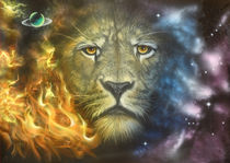 Löwe in Galaxy Airbrush von Harry Heffels
