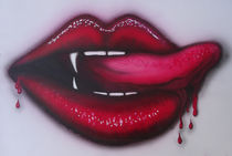 Rote Lippen mit Blut Airbrush von Harry Heffels