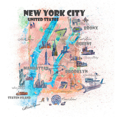 Nyc-usa-illustrated-travel-poster-favorite-map-tourist-highlightsm