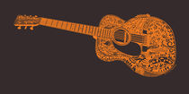 Acoustic Martin Guitar Art  - Orange and Black by Lisa Rotenberg
