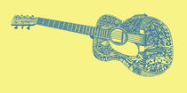Acoustic Martin Guitar Art - Yellow and Blue von Lisa Rotenberg