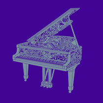 Player Piano Original Illustration - Purple and grey! by Lisa Rotenberg