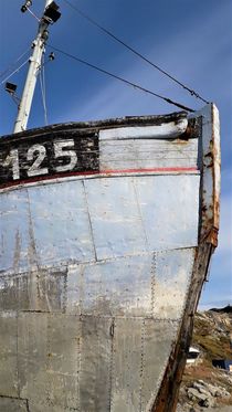 Bug vom altem grönländischen Fischerboot von assy