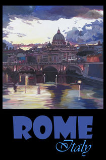 Rome Italy Retro Travel Poster by M.  Bleichner