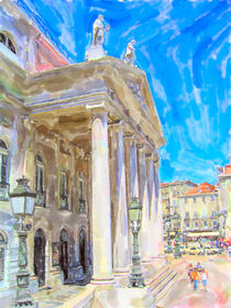 Lisbon with the National Theatre at Rossio place in district Baixa. von havelmomente