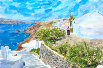 illustration of Greek Island Santorini town names Ia.  von havelmomente