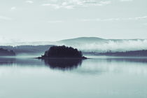 Tiny island with rising wisps of morning haze - duotone blue by Intensivelight Panorama-Edition