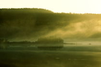 Glowing mists are rising from a forest lake von Intensivelight Panorama-Edition