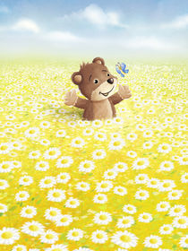 süßer Bär in Blumenwiese
