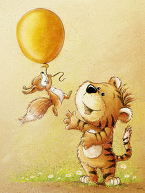Tiger und Eichhörnchen mit Ballon by Stefan Lohr