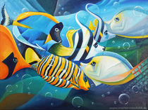 'Fische - Kubismus, Ölmalerei halb-abstrakt' von Martin Mißfeldt