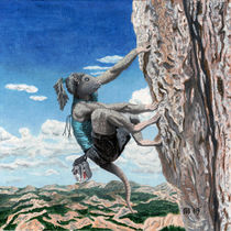 Wererat Woman Rock Climbing Sports Fantasy Art by Ted Helms