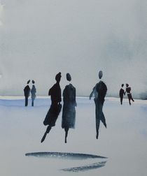 Menschen am Strand by Theodor Fischer