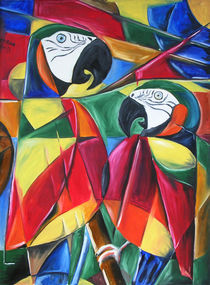 Kubismus-Kunstdruck: Papageien von Martin Mißfeldt