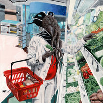 Mind Flayer Grocery Shopping Fantasy Art by Ted Helms