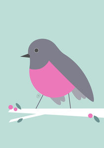 Vögelchen mit pinkfarbenen Bauch - rose robin by Carolin Vonhoff