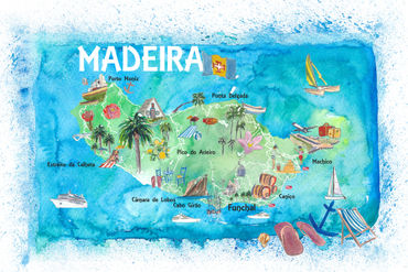 Madeira-portugal-island-illustrated-map-with-landmarks-and-highlightss