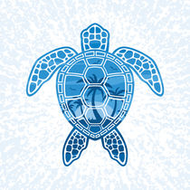 Tropical Island Sea Turtle Design in Blue by John Schwegel
