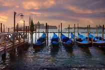 Sunset Gondolas in Venice by Marie Selissky