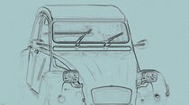 illustration of an old car, drawing of a classic vehicle by q77photo
