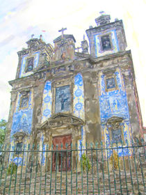 Kirche mit Fliesenfassade in Porto. Portugal. by havelmomente