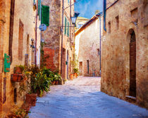 Sunlit Italian street 400 years ago by Marie Selissky