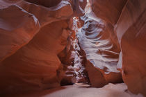 Red rock formations with sun rays in Slot Canyon of Upper Antelope Canyon at Page, USA by Bastian Linder