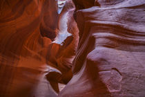 Red rock formations with sun rays in Slot Canyon of Upper Antelope Canyon at Page, USA by Bastian Linder