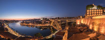 Panorama of city Porto during night with river Duoro and historic bridge Ponte Dom Luis I, Portugal von Bastian Linder