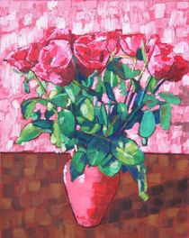 04. Still Life Pink Roses in a Vase 2017 by Anthony D. Padgett (after Van Gogh Saint Remy 1890) by Anthony Padgett