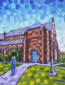 66. The Church at Longton 2017 by Anthony D. Padgett (after Van Gogh Auvers sur Oise 1890) von Anthony Padgett