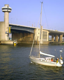 Navigation Tower Van Brienenoord Bridge River Lek Netherlands 02 by GEORGE ELLIS