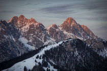 Mountains of Wilder Kaiser at Fieberbrunn during sunset in winter with snow, Tyrol Austria by Bastian Linder