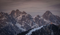 Mountains of Wilder Kaiser at Fieberbrunn during sunset in winter with snow, Tyrol Austria by Bastian Linder