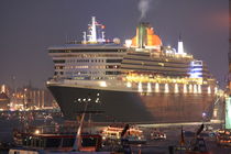 Queen Mary 2 bei Nacht in Hamburg von alsterimages