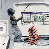 Sock Fishing Criminal Fantasy Art Crime Scene by Ted Helms