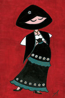 Sardinian woman with black dress by Antonella Puddu