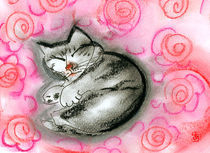 cuddly dreaming cat von ateliertama