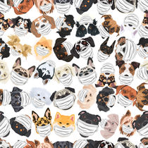 Illustration Hunde mit Atemschutzmaske Muster von greenoptix
