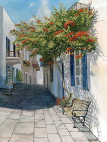 Sunny street in the resort by Roman Barkov