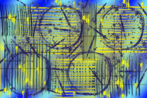 Abstrakt blau gelb Design von Marlise Gaudig
