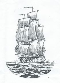 Tall Ship Drawing by Malcolm Snook